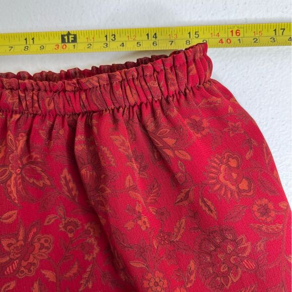 Lane Bryant Chiffon Red Floral Tunic Button Front Elastic Pant Set Women 14 16 - Picture 14 of 16